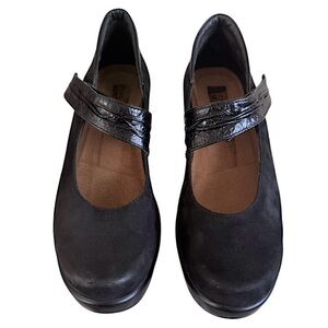 Naot "AMOR" Nubuck Leather Mary Jane Wedge Heels